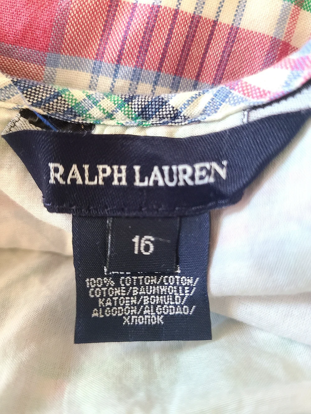 Ralph Lauren Pink & Green Plaid Ruffle Strap Dress